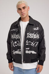 Unlimited Varsity Jacket Washed Black